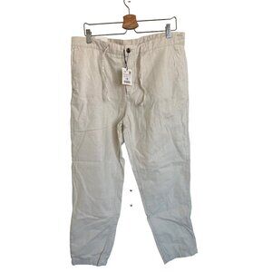 Zara Men's Cropped Linen Drawstring Pants